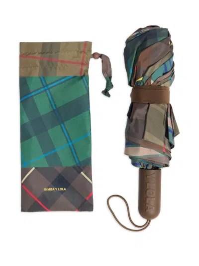 Bimba Y Lola Tartan Umbrella In Brown