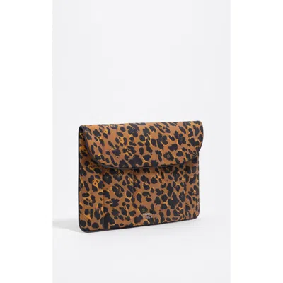 Bimba Y Lola Teak Leopard Print Nylon Laptop Sleeve In Animal Print
