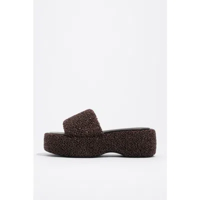 Bimba Y Lola Textile High Sole Sandal In Brown