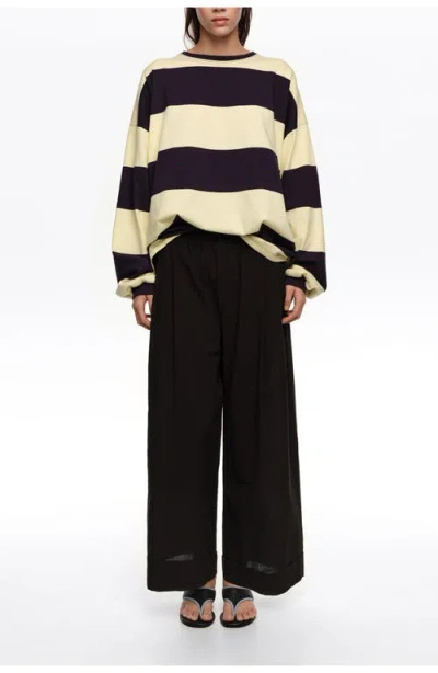 Bimba Y Lola Textured Bell-bottom Trousers In Black