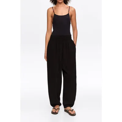 Bimba Y Lola Textured Cotton Harem Trousers In Black