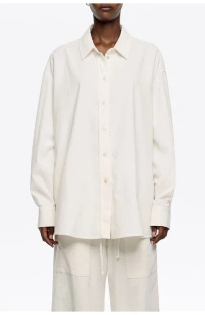 Bimba Y Lola Textured Cotton Shirt In White