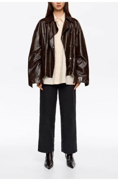 Bimba Y Lola Textured Cotton Straight Leg Trousers In Multi