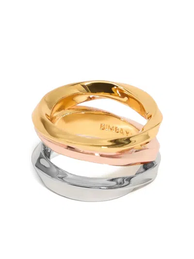 Bimba Y Lola Textured Crossed Ring In 粉色