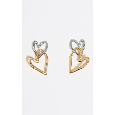 Bimba Y Lola Textured Double Heart Earrings In Gold
