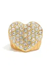 Bimba Y Lola Textured-heart Glass-crystal Ring In Gold