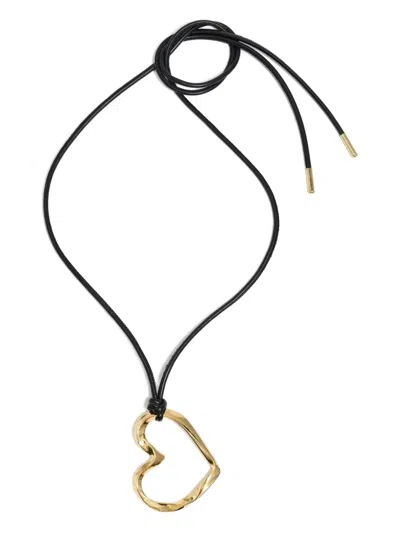 Bimba Y Lola Textured Heart Necklace In Black