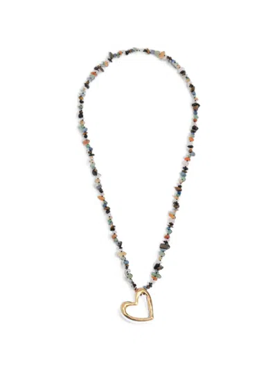 Bimba Y Lola Textured Heart Stone Necklace In Multi