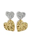 Bimba Y Lola Textured-heart Two-tone Earrings In Yellow