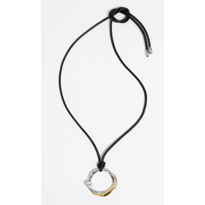 Bimba Y Lola Textured Hoop Cord Necklace In Black