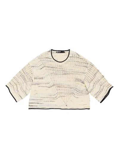 Bimba Y Lola Textured Knit Crop Top In Neutral