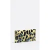 Bimba Y Lola Textured Shiny Leopard Flap Card Holder In Green