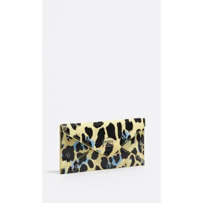 Bimba Y Lola Textured Shiny Leopard Flap Card Holder In Green