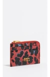 Bimba Y Lola Textured Shiny Leopard Print Card Holder/coin Wallet In Red