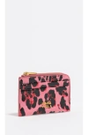 Bimba Y Lola Textured Shiny Leopard Print Card Holder/coin Wallet In Pink