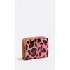 Bimba Y Lola Textured Shiny Leopard Print Flap Walltet In Pink