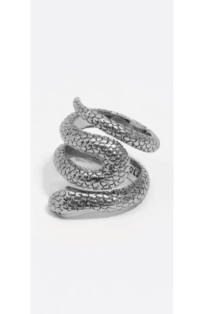 Bimba Y Lola Textured Snake Spiral Ring In Metallic