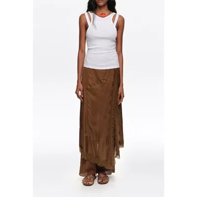 Bimba Y Lola Textured Straight Skort In Brown