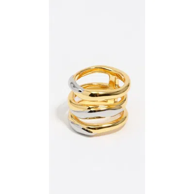 Bimba Y Lola Textured Two-tone Triple Ring In Gold