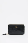 Bimba Y Lola Crocodile-effect Zip-around Wallet In Black