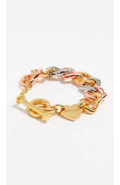 Bimba Y Lola Three-tone Heart Chain Bracelet In Gold