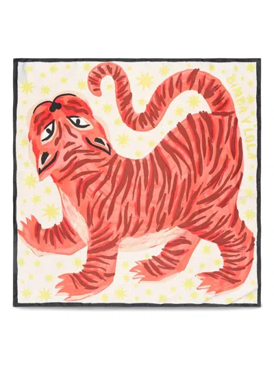 Bimba Y Lola Tiger-motif Scarf In Orange