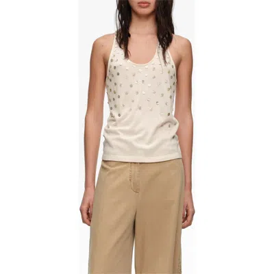 Bimba Y Lola Button-embellished Scoop-neck Top In Neutral