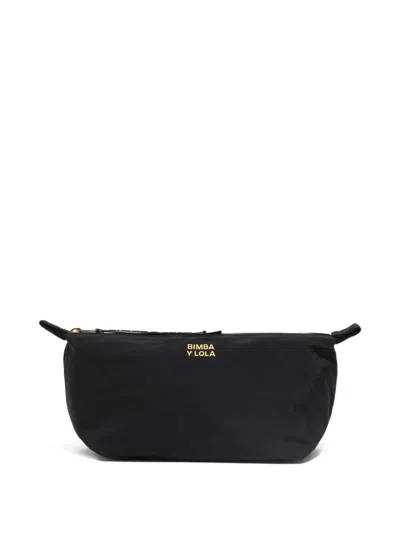 Bimba Y Lola Top-zip Logo-strap Make Up Bag In Black