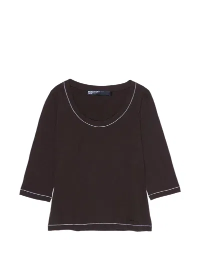 Bimba Y Lola Topstitch T-shirt In Brown