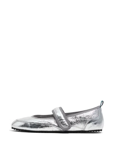 Bimba Y Lola Touch-strap Ballet Flats In Silver