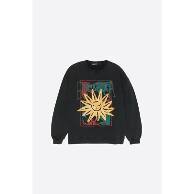 Bimba Y Lola Toweling Sun Logo Sweatshirt In Black