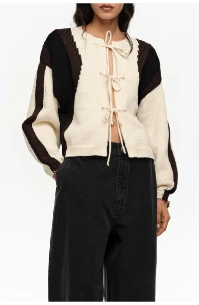 Bimba Y Lola Tricolor Tie Cardigan In Multi