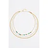 Bimba Y Lola Triple-layer Chain Heart Crystals Necklace In Gold