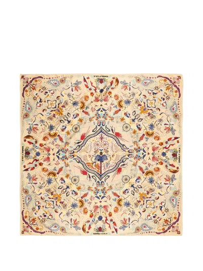 Bimba Y Lola Tropical Birds Patterned Scarf In Neutral
