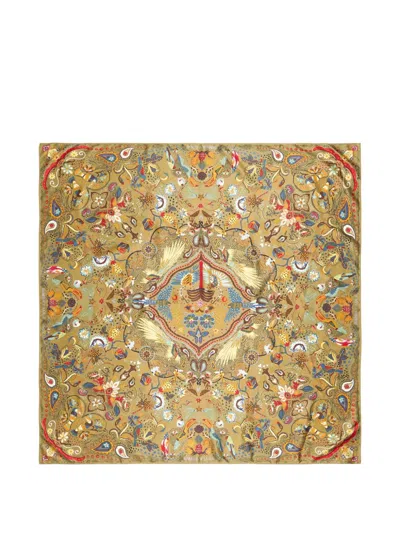 Bimba Y Lola Tropical Birds Printed Scarf In Brown