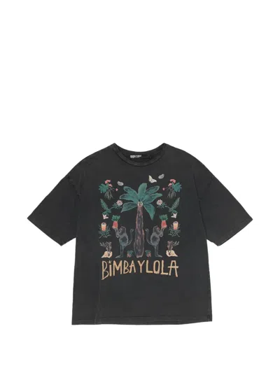 Bimba Y Lola Tropical-print T-shirt In Black