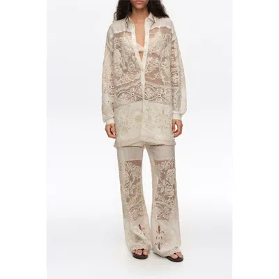 Bimba Y Lola Trousers With Embroidery And Openwork In Neutral