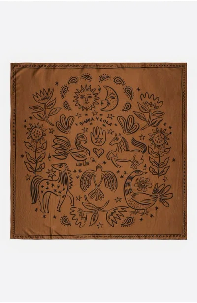 Bimba Y Lola Two-tone Esoteric Scarf In Brown