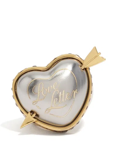 Bimba Y Lola Two-tone Love Letter Heart-shape Ring In Gold