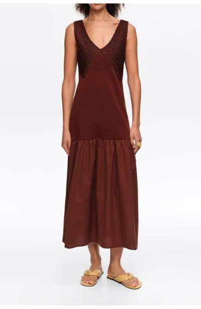 Bimba Y Lola Two-material A-line Knit Dress In Brown