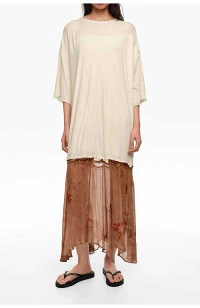 Bimba Y Lola Two-material Dress With Buttoned Hem In Multi