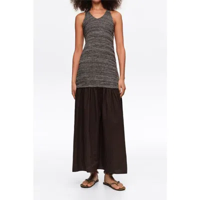 Bimba Y Lola Two-material Knit Dress In Brown
