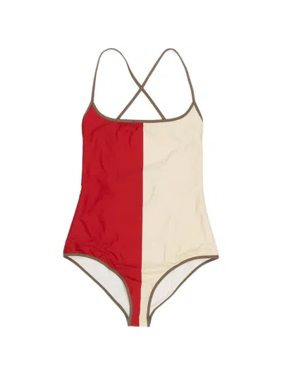 Bimba Y Lola Two-tone Swimsuit In Red And Ivory In Multi