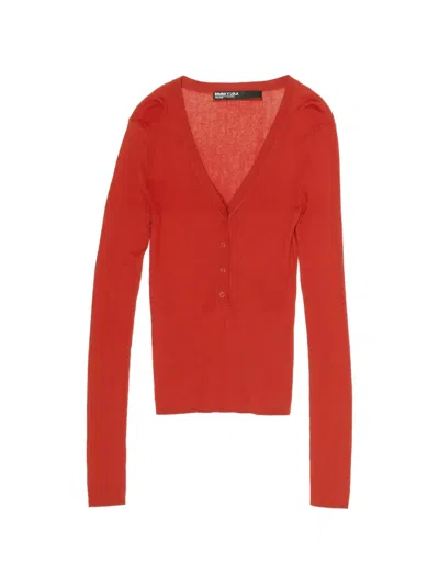 Bimba Y Lola V-neck Buttoned Top In Red