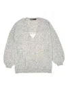 Bimba Y Lola Light Gray Mohair Sweater Satin Inner Top In Gray