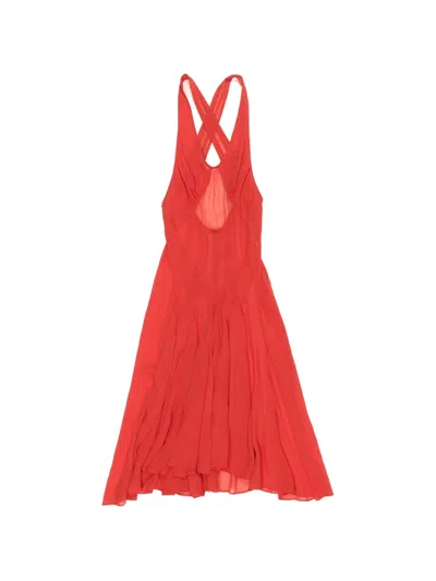 Bimba Y Lola V-neck Cross-strap Midi Dress In Red