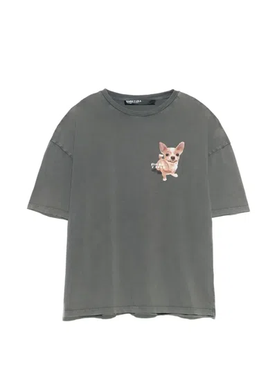 Bimba Y Lola Washed Black Chihuahua Logo T-shirt In Gray