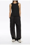 Bimba Y Lola Washed Black Fluid Darted Trousers In Black