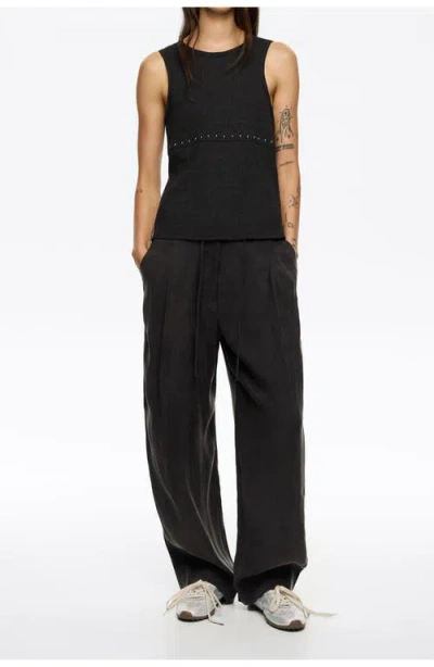 Bimba Y Lola Washed Black Fluid Darted Trousers