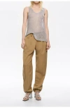 Bimba Y Lola Washed Cotton Darted Trousers In Brown